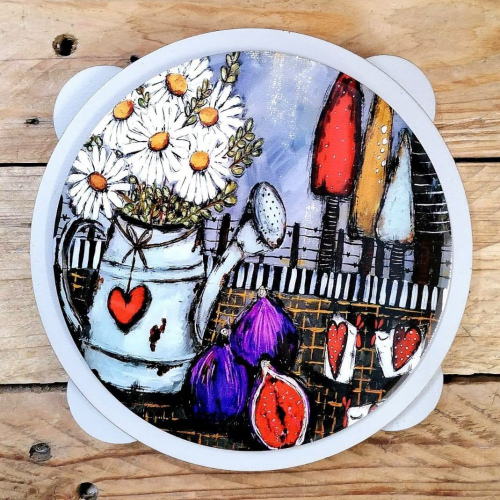 Potstand Round Wit Blomme Vye