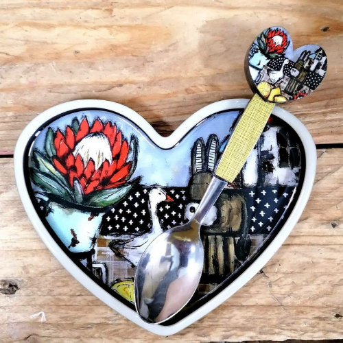 Heart Spoonrest & Teaspoon Donkie Protea