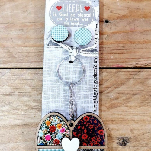 Hart Sleutelring & Oorbelle Groen