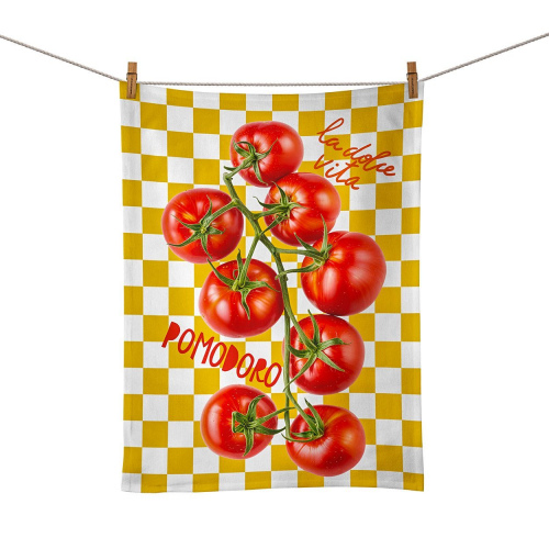 Tomato Vine Yellow Check Food Towel