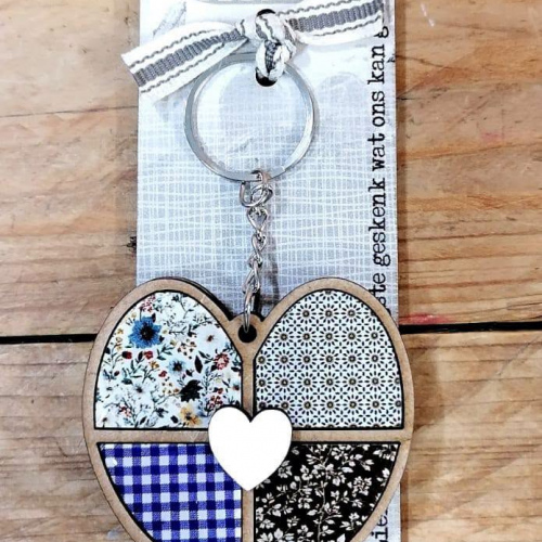 Hart Sleutelring blou check