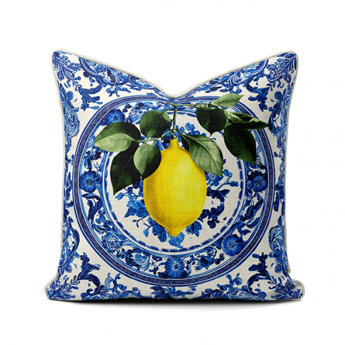 Amalfi Lemon Delft Scatter Cushion Cover