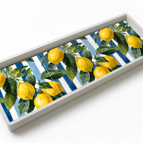 Amalfi Lemon Stripes Flat Tray
