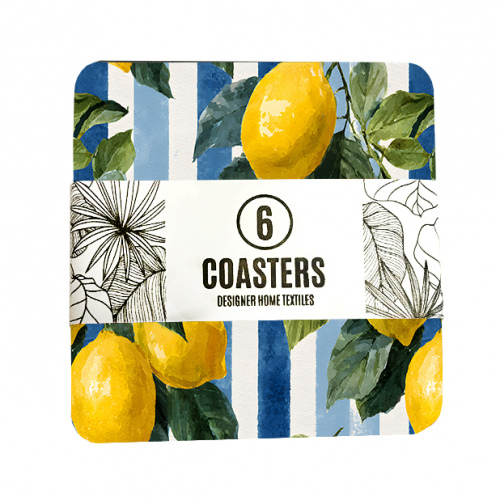 Amalfi Blue Stripe Lemon Coasters