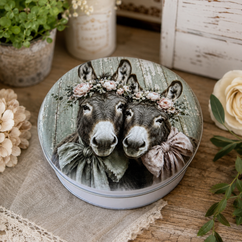 Tin Round Donkeys