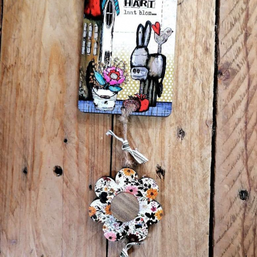 Blom Hangbord Donkie Pienk Blom 34 x 9cm