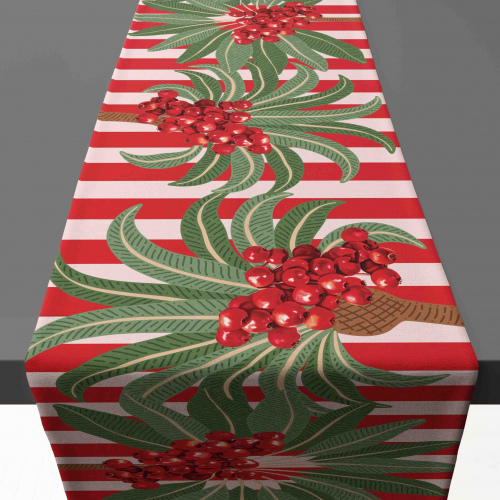 Amalfi Palm Tree Berries Red Table Runner