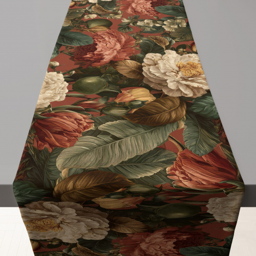 Botanical Rust Floral Table Runner