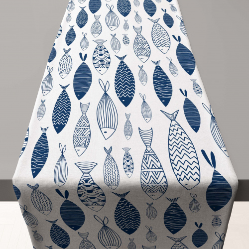 Amalfi Sardines Blue Table Runner