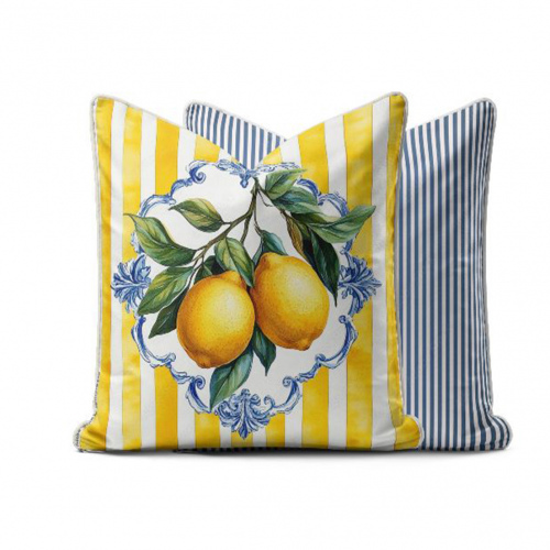 Amalfi Yellow Lemon Stripe Scatter Cushion Cover