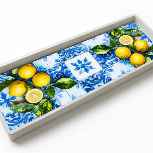Amalfi Lemon Blue Flat Tray