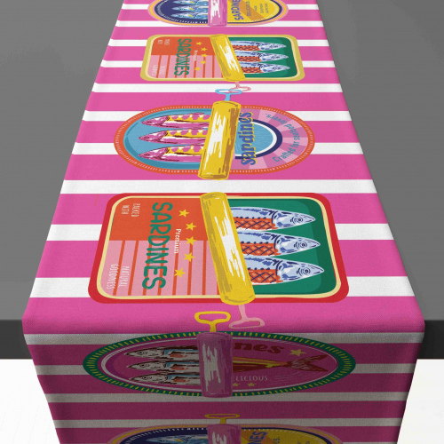 Amalfi Sardine Tin Pink Stripe Table Runner