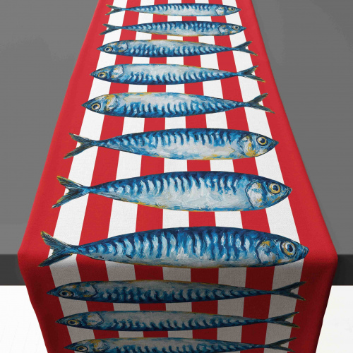 Amalfi Red Stripes Fish Table Runner