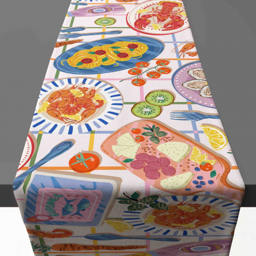 Amalfi Blocked Crayfish Table Runner