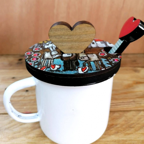 Enamel Beker En Teelepel Donkies