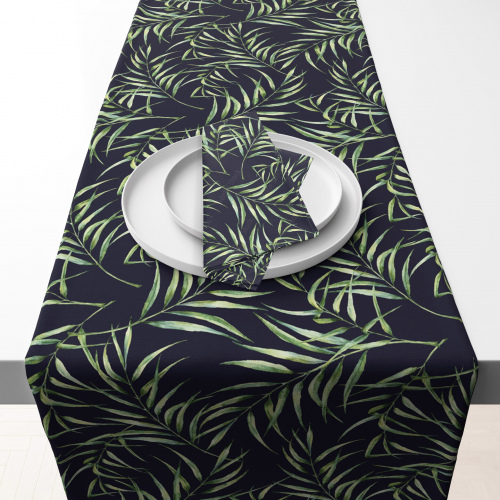 Tropical Black Table Runner