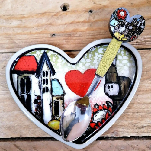 Heart Spoonrest & Teaspoon Donkie Huisies