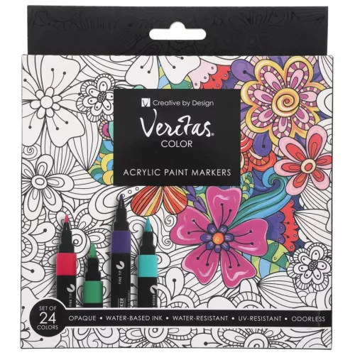 Veritas 24 Piece Metallic Acrylic Marker Set 
