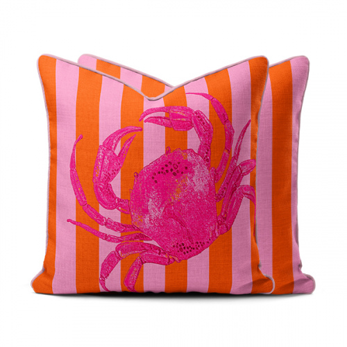 Amalfi Pink Crab Stripes Scatter Cushion Cover