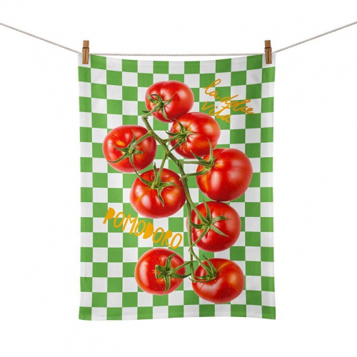 Tomato Vine Green Check Food Towel