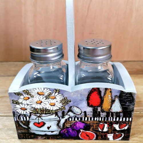 Salt & Pepper Set Wit Blomme 20 x 15 x 20cm