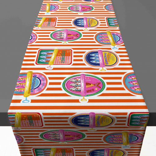 Amalfi Thin Coral Stripes Sardine Tins Table Runner