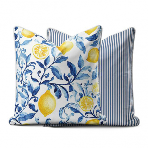 Amalfi Lemon Blues Scatter Cushion Cover