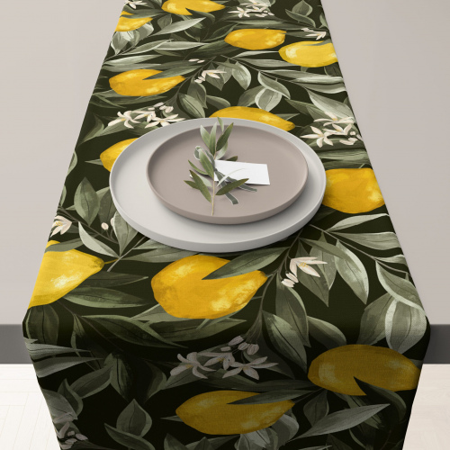Lemon Harvest Black Table Runner