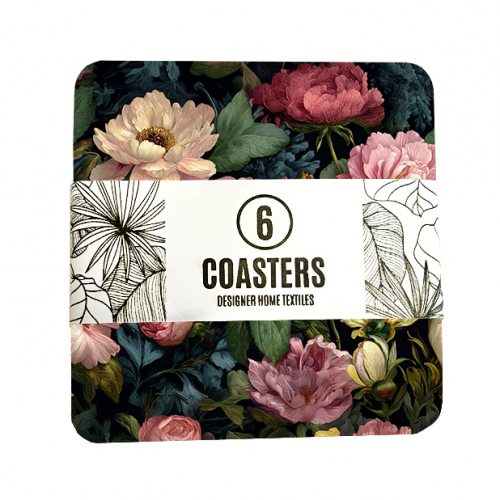Botanical Dark Roses Coasters