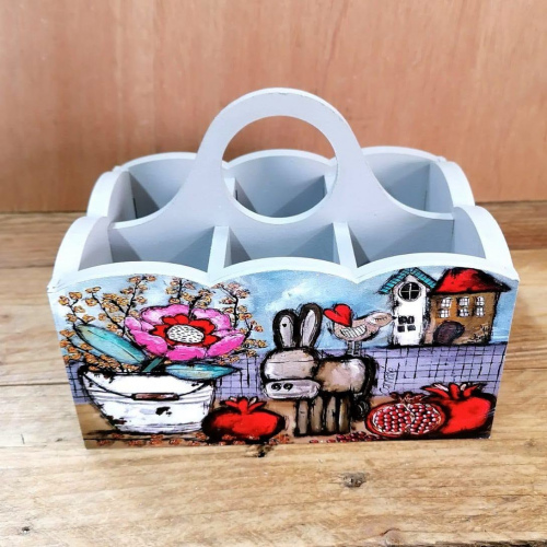 Cutlery Caddy Donkie Pienk Blom 18 x 12 x 15cm