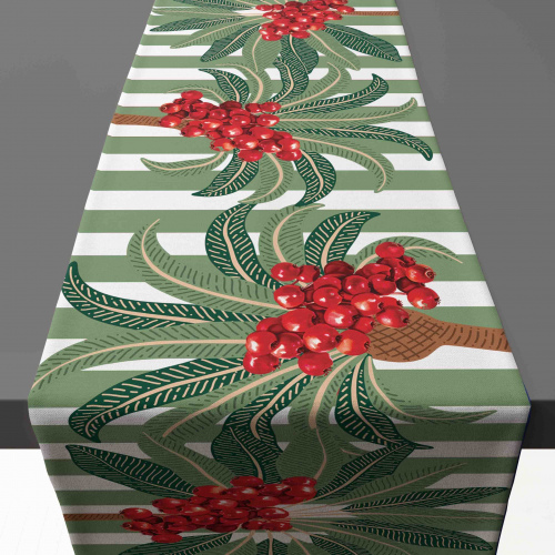Amalfi Palm Tree Berries Green Table Runner