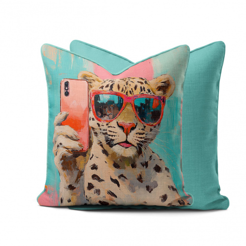 Africa Leopard Selfie Scatter Cushion Cover