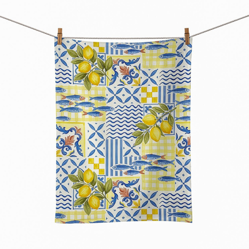 Amalfi Fish And Lemon Check Food Towel 