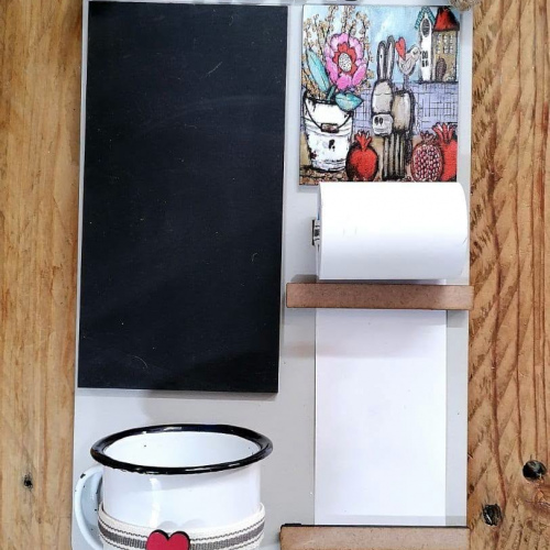 Enamel Beker Notabord Donkie Pienk Blom