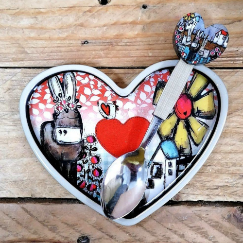 Heart Spoonrest & Teaspoon Donkie Windpomp