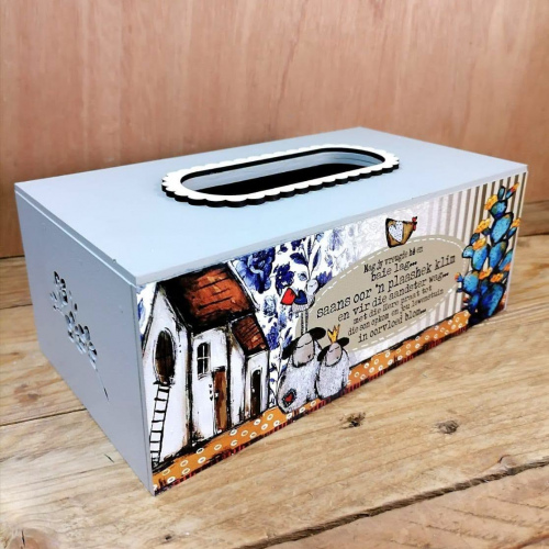 Tissue Box Cover Skapies Blou Kaktus