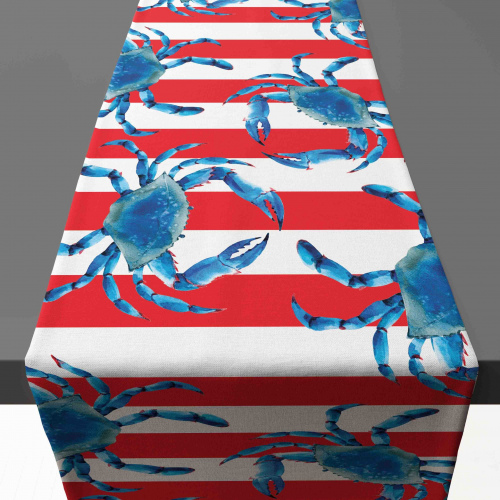 Amalfi Red Stripes School Crabs Table Runner