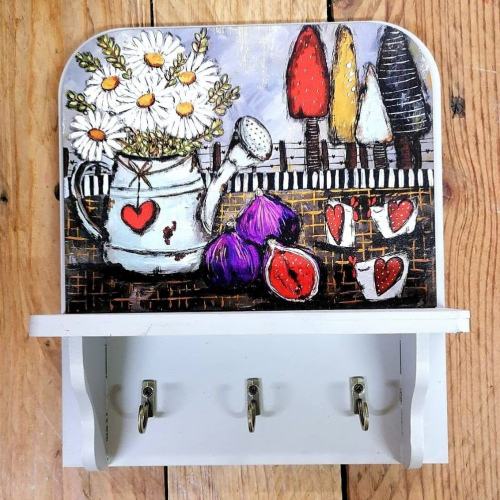 Key Holder Wit Blomme
