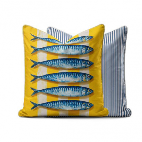 Amalfi Yellow Fish Scatter Cushion Cover (3)