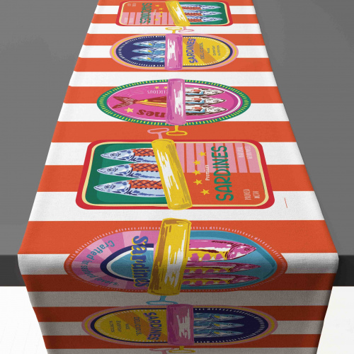 Amalfi Sardine Tin Coral Stripe Table Runner