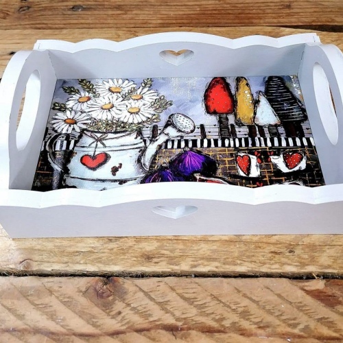 Tray for 2 Wit Blomme