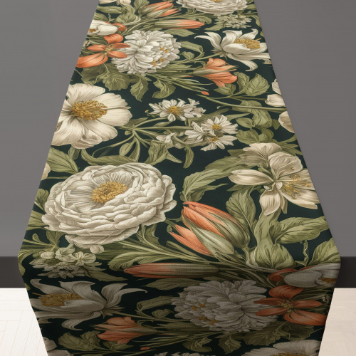 Botanical Green Bouquet Table Runner