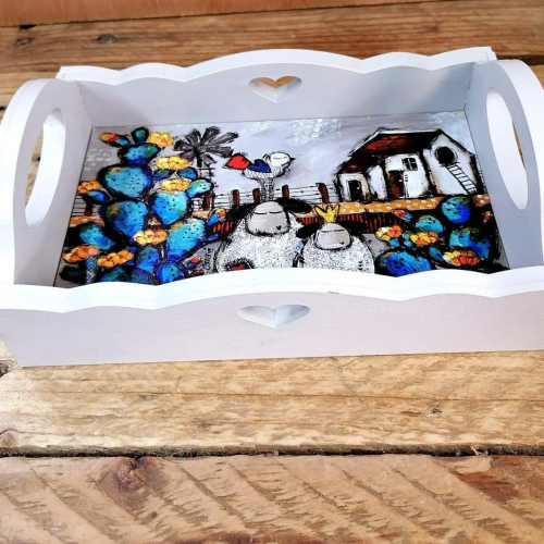 Tray for 2 Blou Kaktus Skapies
