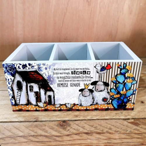 Cutlery Holder Blou Kaktus 23 x 11 x 13cm