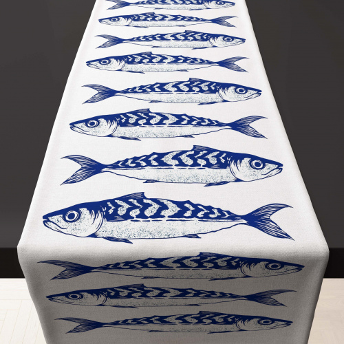 Amalfi Sardine School Blue Table Runner