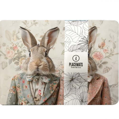 Rabbit Twins Neoprene Placemats