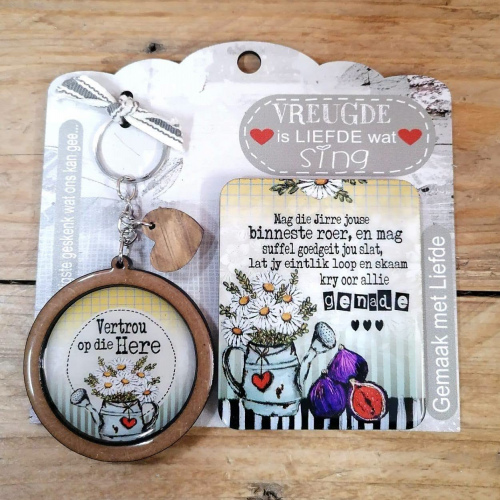 Raam Sleutelring & Magneet Wit Blomme