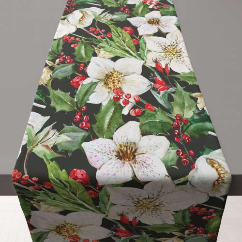 Green & White Garden Table Runner