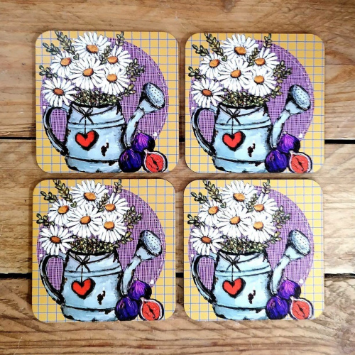 Coasters Wit Blomme Set of 4