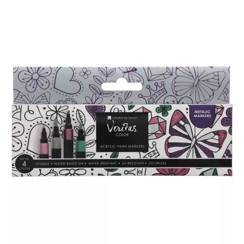 Veritas 4 Piece Metallic Acrylic Marker Set
